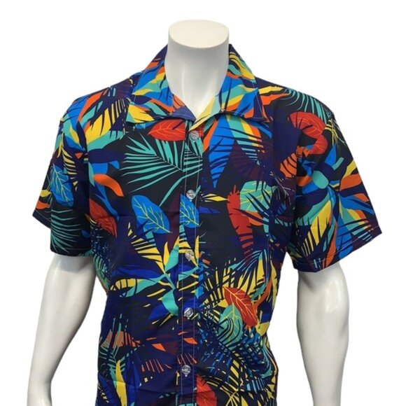 SHUANGQI MEN'S HAWAIIAN ALOHA MULTI-COLORED SHIRT - Picture 6 of 9